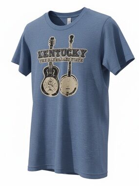 American Apparel Blue Kentucky Bluegrass Graphic Tee - Small